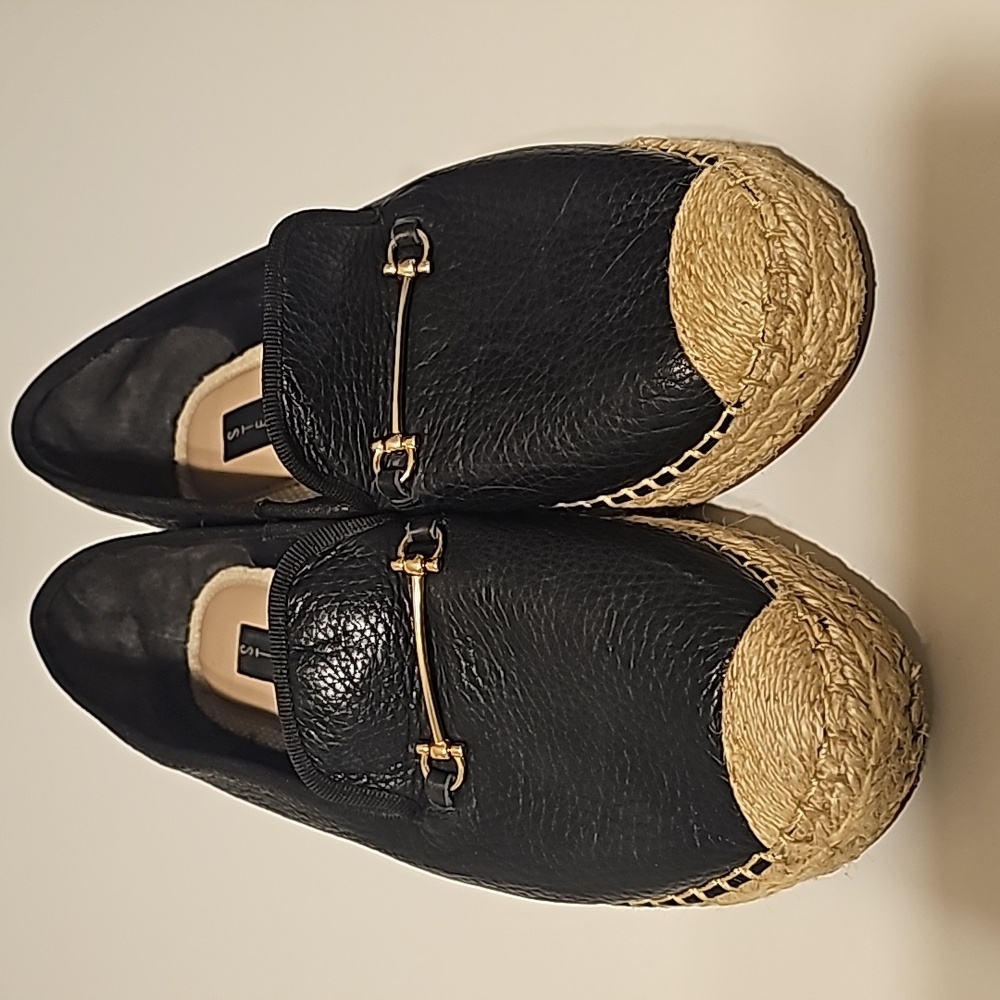 Steven By Steve Madden Womens Ellaine Leather Espadrilles Black Size 9.5M